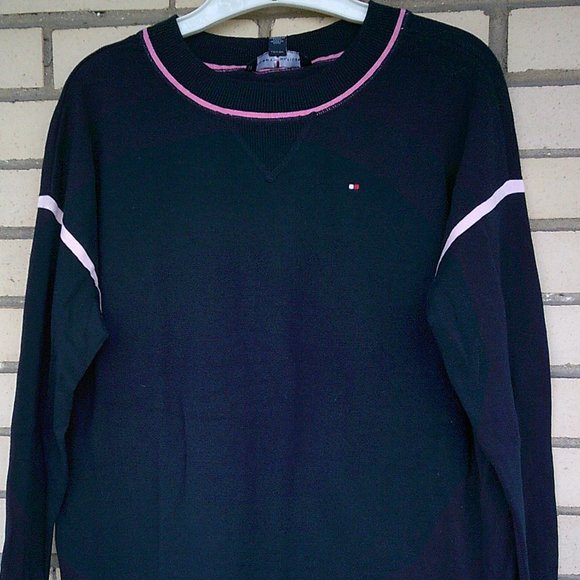 Over-Sized Black Pink Striped Sleeve Sweatshirt - Picture 1 of 5